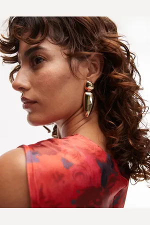 Topshop Eva statement tear drop earrings in tone