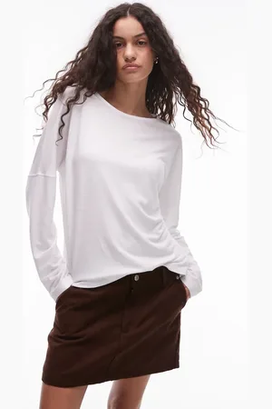 ARKET Linen blend relaxed top with seamed long sleeves in