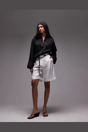 ARKET Linen bermuda shorts with tailored waistband in
