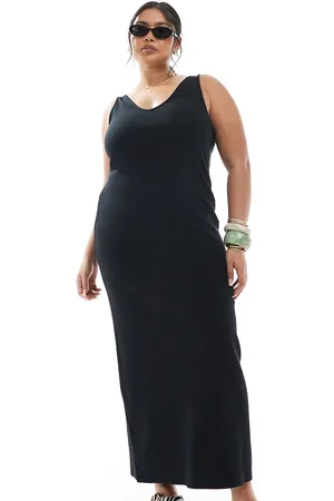 ASOS ASOS DESIGN Curve sleeveless v-neck rib midaxi dress in