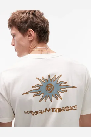 Rhythm Flame printed vintage short sleeve t shirt in cream