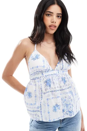 Hollister Halterneck open back sleeveless top in and blue florals
