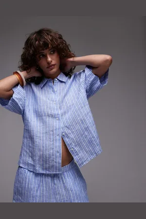 ARKET Short sleeve linen shirt in stripes