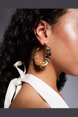 ASOS Thick hoop earrings with bashed finish in tone