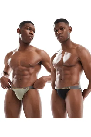 Emporio Armani Bodywear 2 pack soft touch bamboo logo briefs in and beige