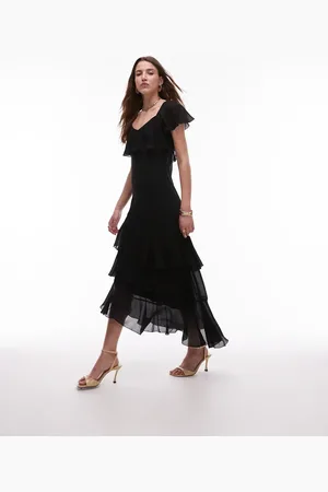 & OTHER STORIES Asymmetric midaxi dress with tiered ruffles in