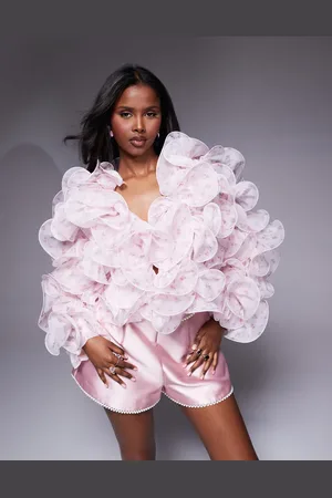 ASOS Ruffle wired organza jacket in ditsy floral