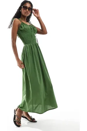 Esmée Esmee Exclusive shirred detail beach dress in olive