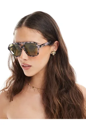 Aire Whirlpool oversized aviator sunglasses with yellow lens in charcoal tort