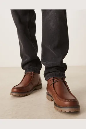 ASOS Apron boots in tan leather with cleated sole