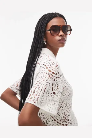 Le Specs Fortune teller oversized aviator sunglasses in dark tort with gradient lens