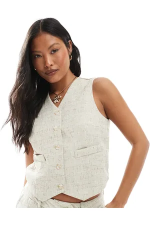 VERO MODA Tailored waistcoat co-ord in oatmeal