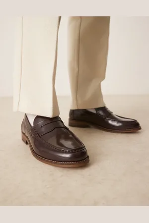 ASOS Penny loafers in burgundy leather