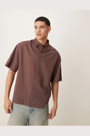 ASOS Boxy oversized linen look shirt in