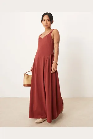 ASOS ASOS DESIGN Petite summer maxi dress with full skirt in rust