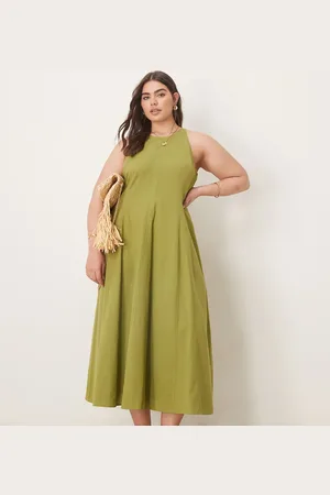 ASOS ASOS DESIGN Curve seamed midi dress in olive