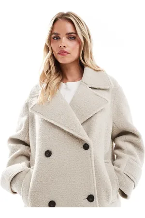 ASOS ASOS DESIGN Petite faux wool pea coat in cosy boucle