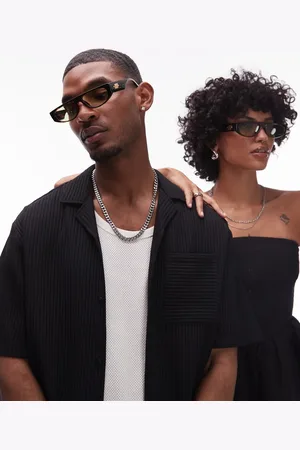 Le Specs Le ritual slim round sunglasses in dark tort with green lens