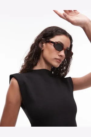 MANGO Oval frame tortoise shell sunglasses in