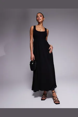 ASOS Micro rib bust with chiffon skirt maxi dress in