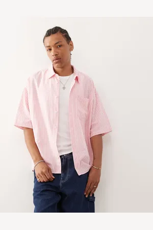 COLLUSION Boxy skate shirt in pink stripe