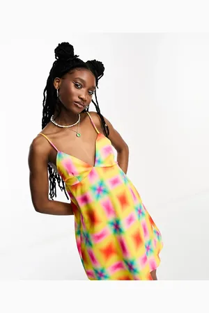 COLLUSION Mini printed satin summer slip dress in