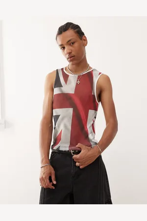 COLLUSION Mesh festival vest with union jack print
