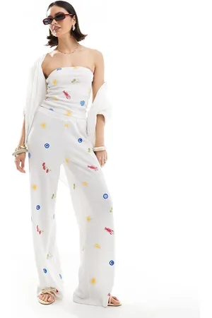 ASOS Straight leg trouser co-ord with holiday embroidered in