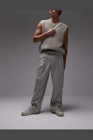Topman Wide leg trousers in stone