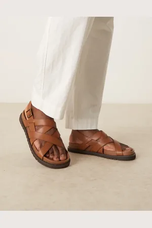 ASOS Cross over strap sandals in tan leather