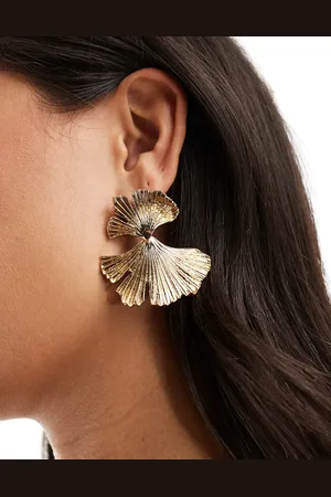 Accessorize Statement double fan drop earrings in