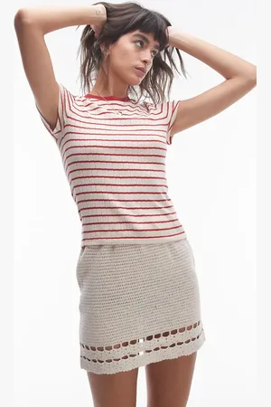 Topshop Stripe pointelle baby tee in