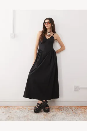 Reclaimed Midi summer dress with hip seam detals in