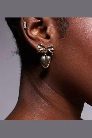 Kaiia Heart bow drop earrings in