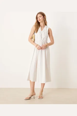 Y.A.S Sleeveless plunge poplin maxi dress in