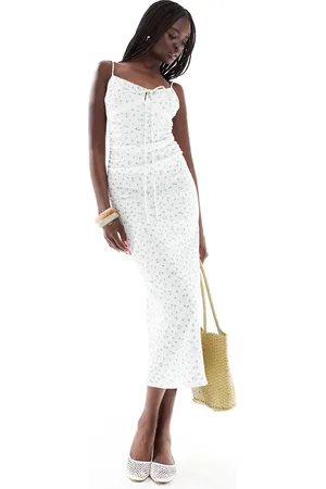 Pull&Bear Ditsy floral textured maxi dress in
