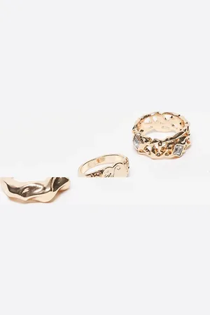Reclaimed 3 pack of rings with heart in