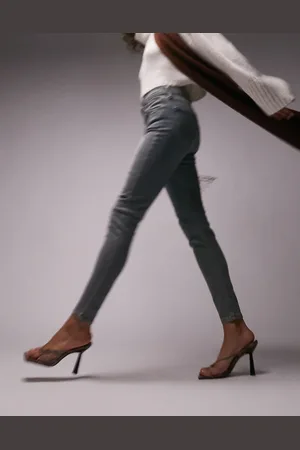 Topshop High rise Jamie jeans in dirty green