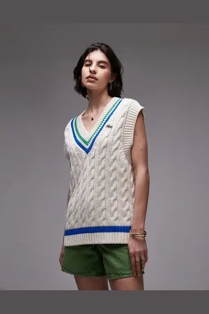 Lacoste Oversized knitted cricket vest in off