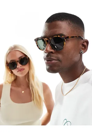 Aire Nucleus round sunglasses with green lens in dark tort