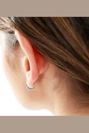 Kingsley Ryan 10mm hoop earrings with turquoise beads in sterling