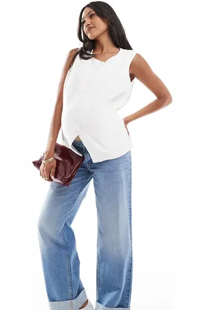 ASOS ASOS DESIGN Maternity loose jean with deep turn up cuff in light