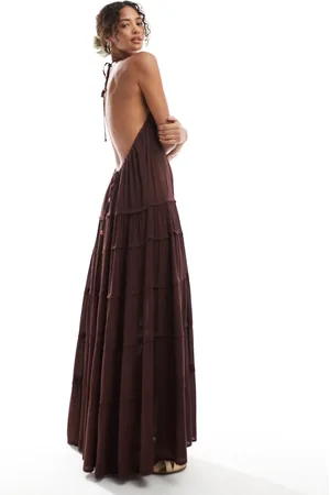 Pull&Bear Low back tiered maxi dress in