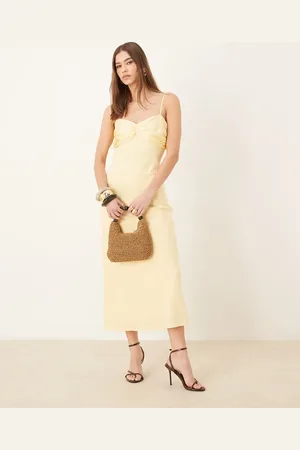 Pretty Lavish Contrast chiffon bust maxi slip dress in lemon