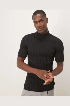 ASOS Muscle fit knitted rib turtle neck t-shirt in