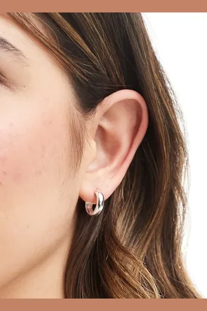 Kingsley Ryan 14mm chunky rounded hoop earrings in sterling