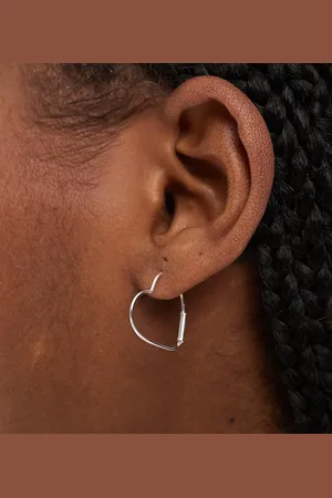Kingsley Ryan Large heart hoop earrings in sterling