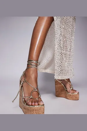 Simmi London Simmi London Jadey Wide Fit strappy high heeled wedges in