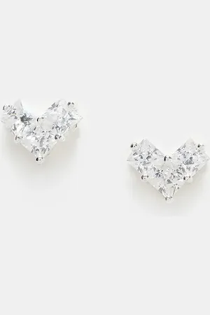 Kingsley Ryan Crystal heart stud earrings in sterling