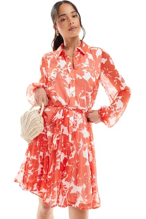 VERO MODA Smilla flippy belted shirt dress in floral